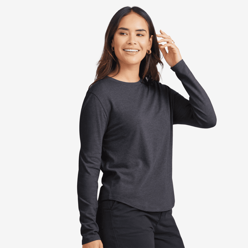 Anytime Long Sleeve Tee Natural Black F 0311